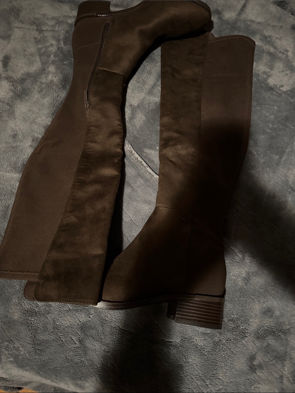 Calvin Klein Brown Suede Over-the-Knee Heeled Boots
